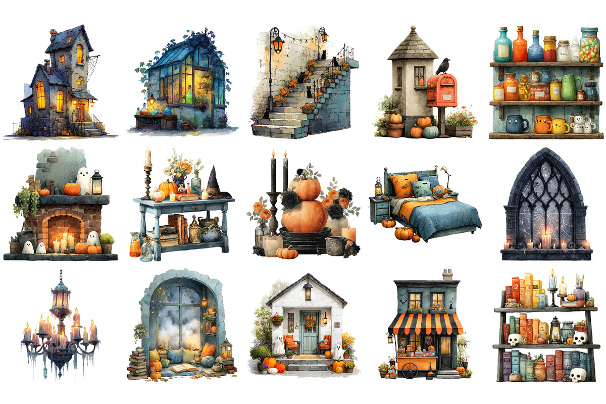 HALLOWEEN HOME clip arts, an Illustration by Craft Nest (Photo 2 of 4)
