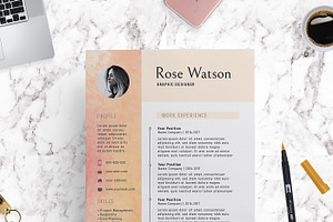 Sweet Watercolor Resume Template/G