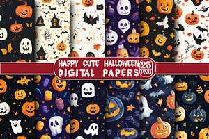 Happy Cute Halloween Seamless Patter, an Illustration by DreamPrint404