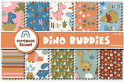 Dino Buddies clipart & paper set, an Animal Illustration by Poppymoondesign (Thumbnail 2 of 5)