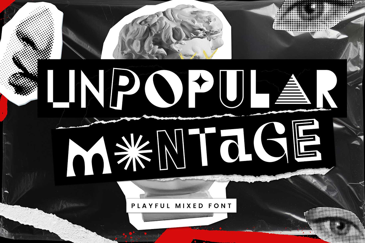 Mixed Font - Unpopular Montage, a Font by Arterfak Project (Photo 1 of 12)
