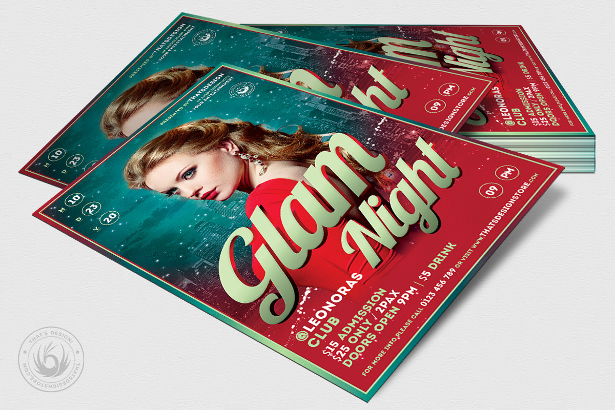 Glam Night Flyer Template, a Flyer Template by ThatsDesignArt (Photo 4 of 7)
