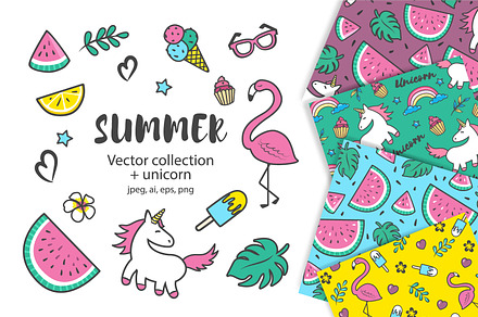 Summer collection. Set of summer ico