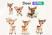 Watercolor Deer, Baby Deer Clipart, an Animal Illustration by TimCanvaTemplate (Thumbnail 3 of 4)