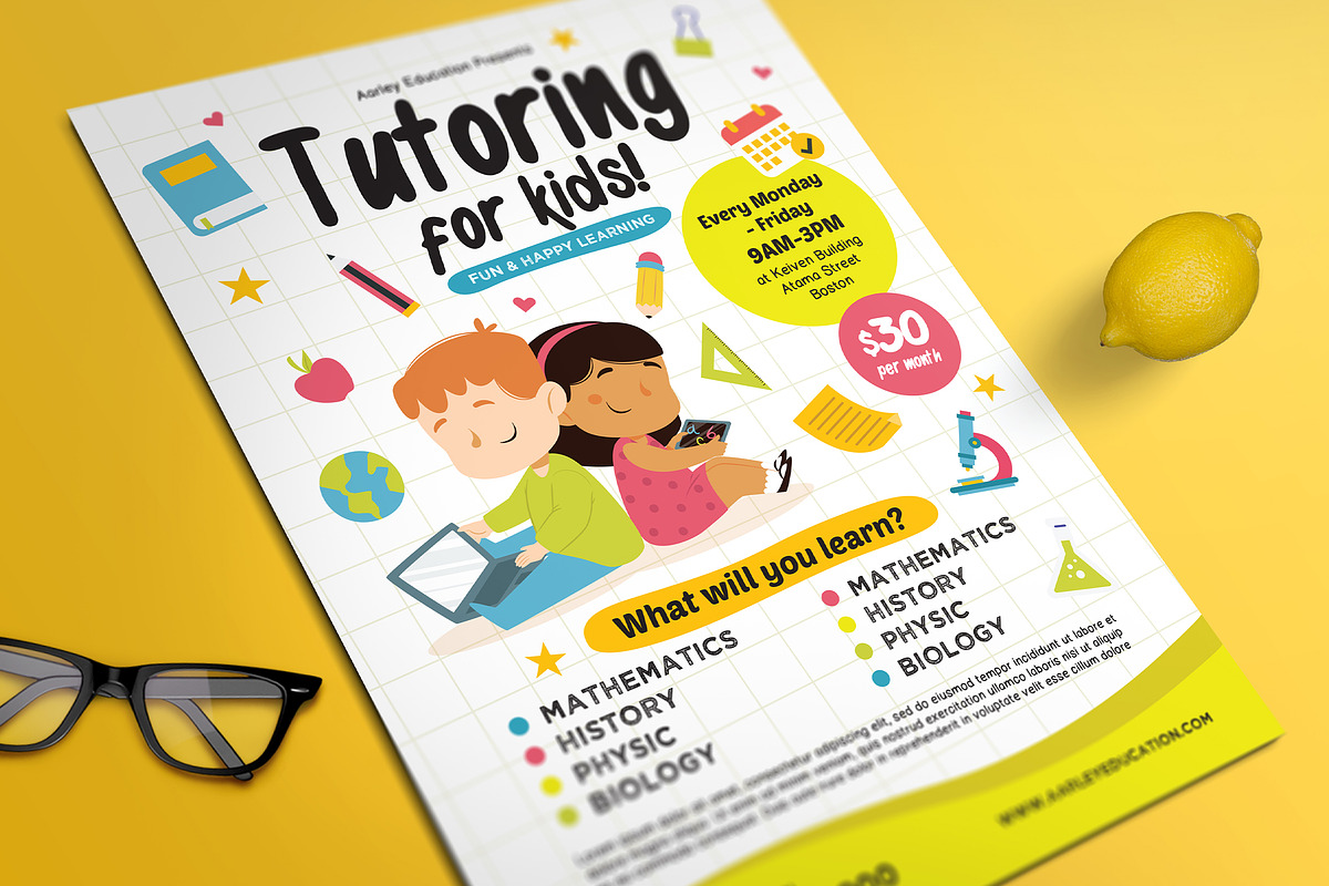 Tutoring For Kids Flyer, a Flyer Template by Aarley Kaiven (Photo 1 of 2)