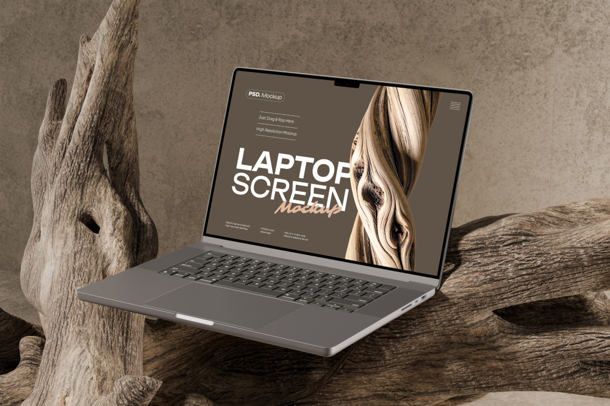Laptop Mockup on Wood, a Mac Mockup by Budogol Studio (Photo 4 of 5)