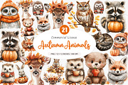 Watercolor Autumn Animals Clipart, an Illustration by SinaCreation (Thumbnail 1 of 5)