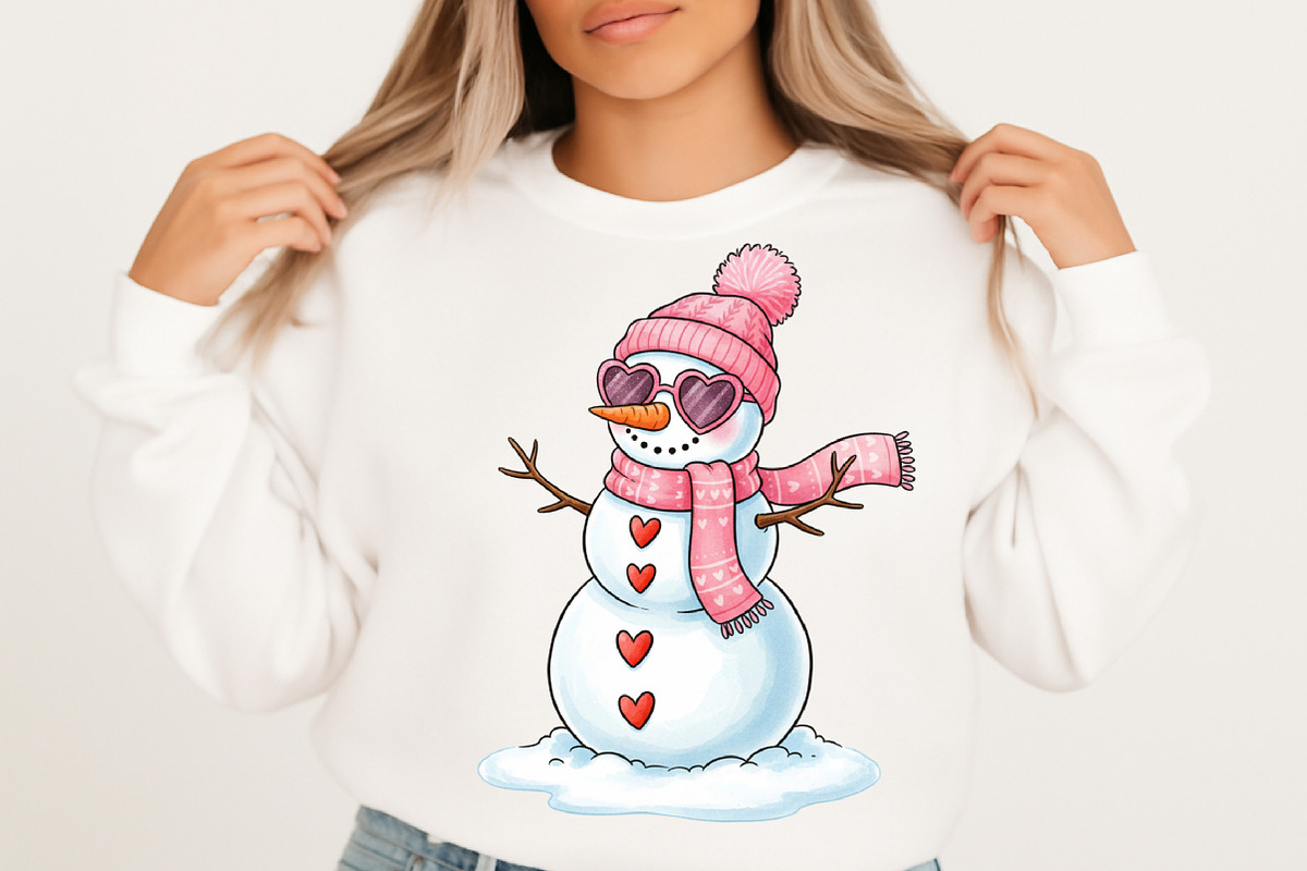 Retro Pink Snowman Png,Merry Christm, an Illustration by Designking (Photo 1 of 5)