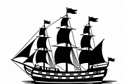 Sailing Ship Silhouette Vector, an Illustration by Amazin_art (Thumbnail 8 of 8)