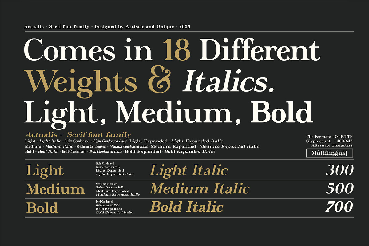 Actualis - Serif Font Family, a Serif Font by Artistic & Unique (Photo 2 of 15)