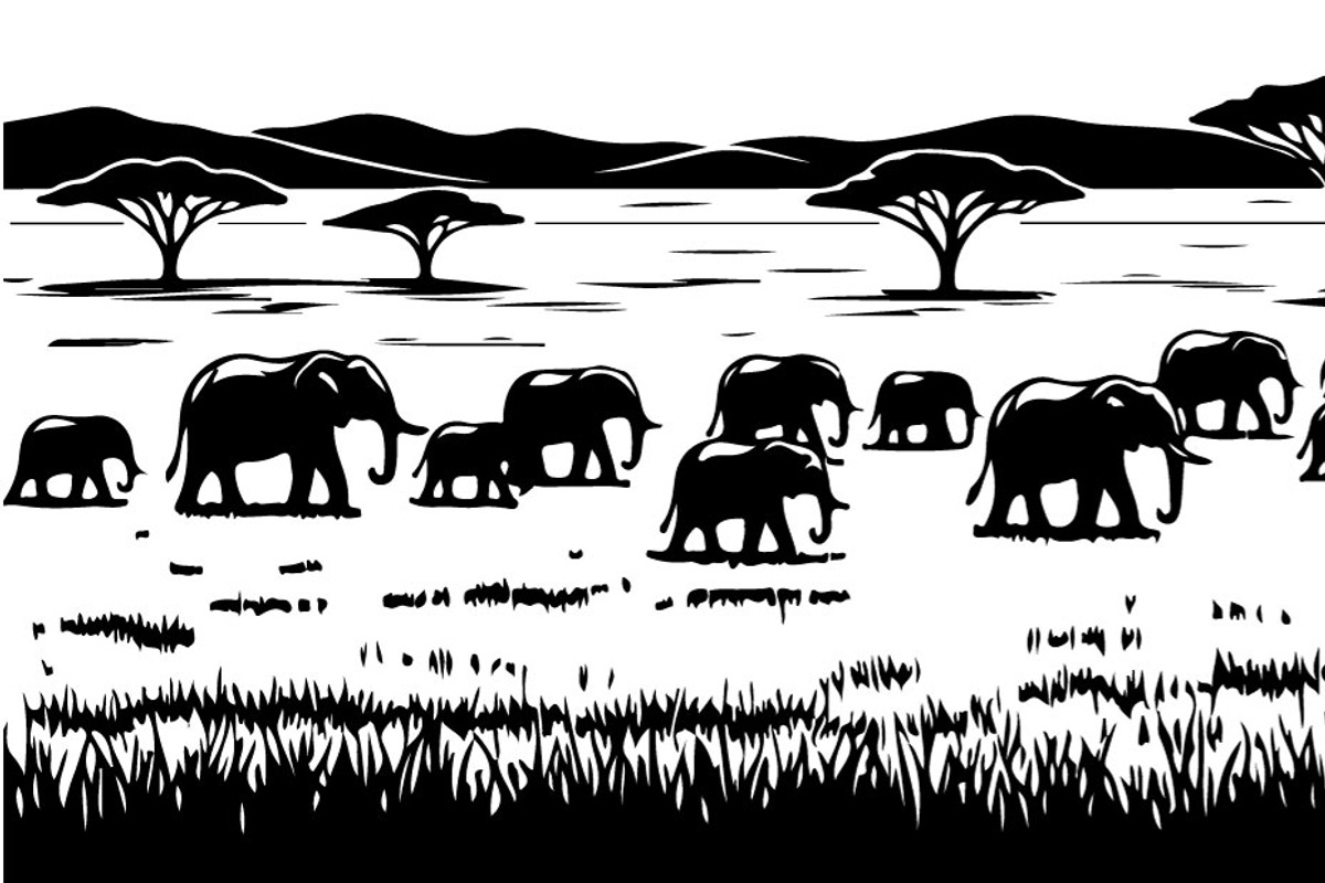 Wild Elephant Silhouette Set, an Illustration by jahid234 (Photo 2 of 21)