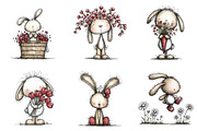 Whimsical Spring Bunny Clipart, an Animal Illustration by Designking (Thumbnail 3 of 5)
