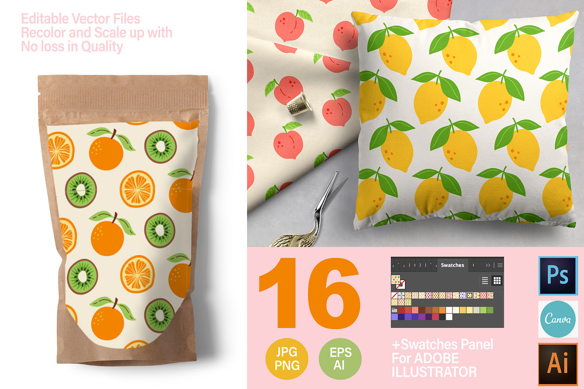 Fruits Clipart and Patterns +SVG, a Graphic by Katrinelly (Photo 6 of 9)