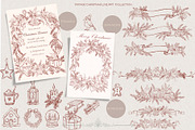 Burgundy Vintage Christmas Line Art, a Decorative Illustration by AlenaVlasko stock Market (Thumbnail 1 of 7)