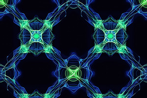 Seamless vibrant abstract pattern featuring intricate neon blue and green lines, a Pattern Graphic by Textures & Backgrounds
