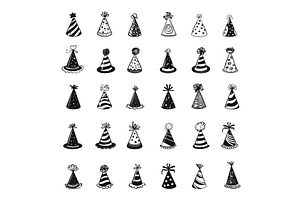 Doodle Style Party Caps Icons Set, an Object Illustration by LadadikArt
