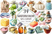 Watercolor Spa Clipart, a Graphic by designcity5 (Thumbnail 1 of 5)
