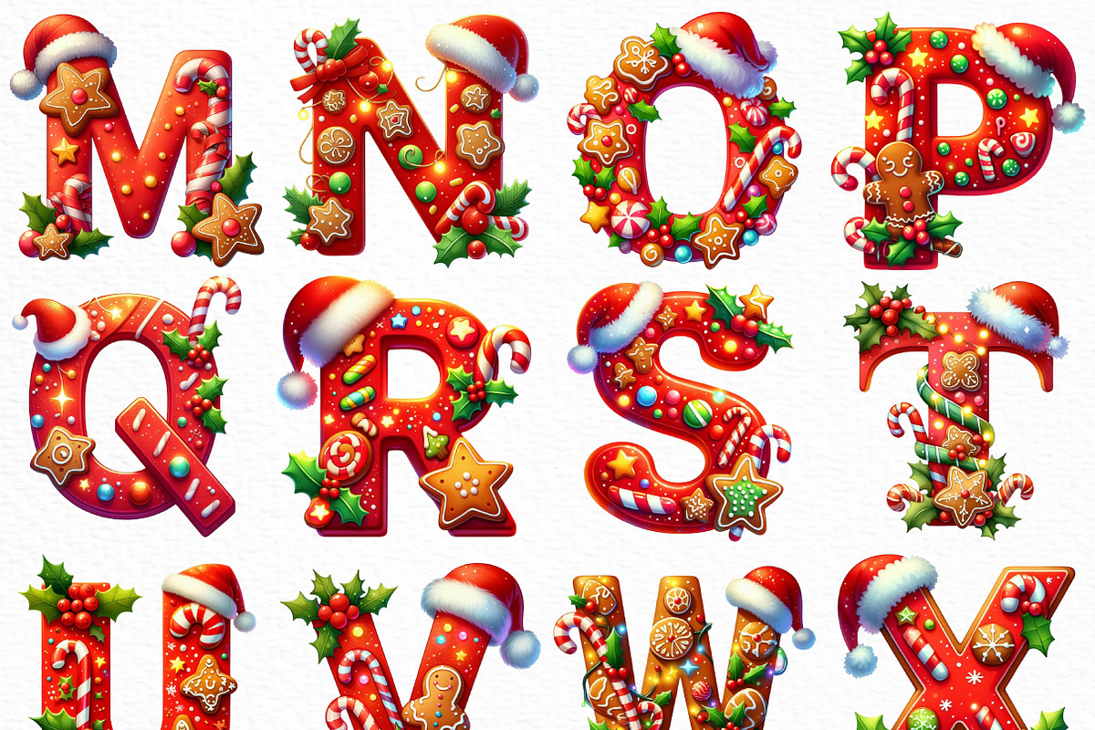 Christmas Alphabet Clipart, an Illustration by Craft Nest (Photo 3 of 6)