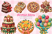 Christmas Bakery Watercolor Cliparts, a Food Illustration by Ink Gallery (Thumbnail 1 of 13)
