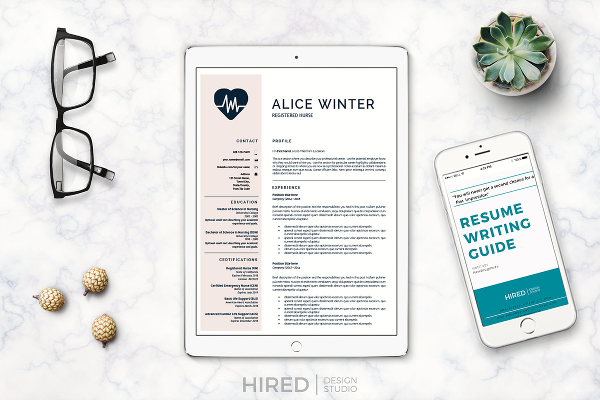 Nurse Resume, Cover L. + References, a Resume Template by HIRED Design Studio (Photo 6 of 11)