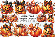Fall Pumpkin Coquette Bows Clipart, an Illustration by CraftArtStudio (Thumbnail 1 of 6)