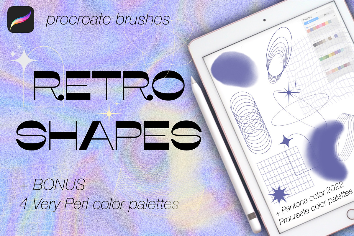 Retro Shapes Brush Set for Procreate, a Brush Add-On by Almazova Dolzhenko (Photo 1 of 8)