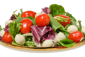 Fresh salad with cherry tomatoes, mixed greens and mozzarella ba, a Food & Drink Photo by ndanko