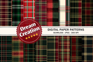 Christmas Plaid Digital Paper, a Pattern Graphic by Dream Creation
