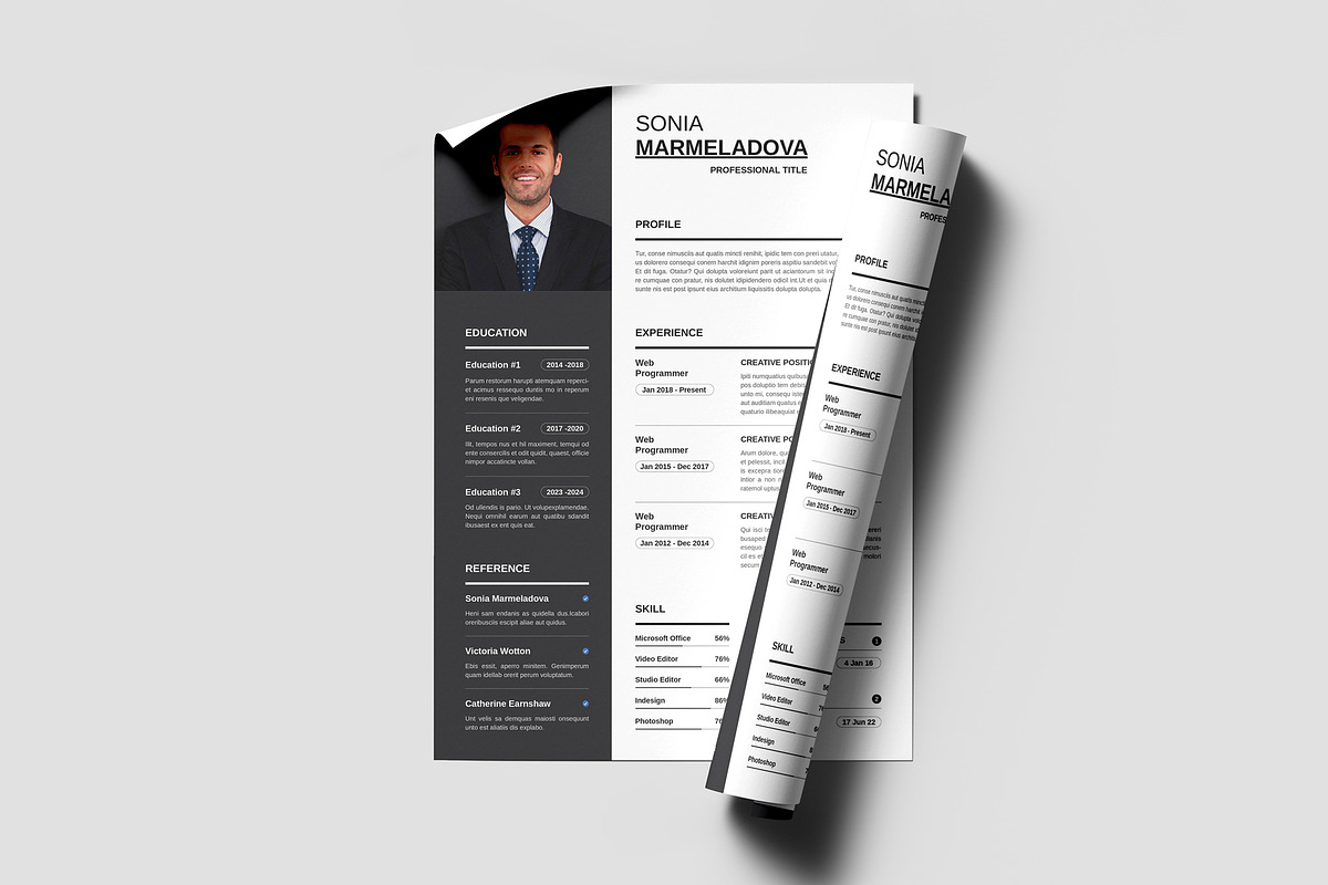 Modern Professional Resume CV Design, a Resume Template by PixelStudio (Photo 2 of 4)
