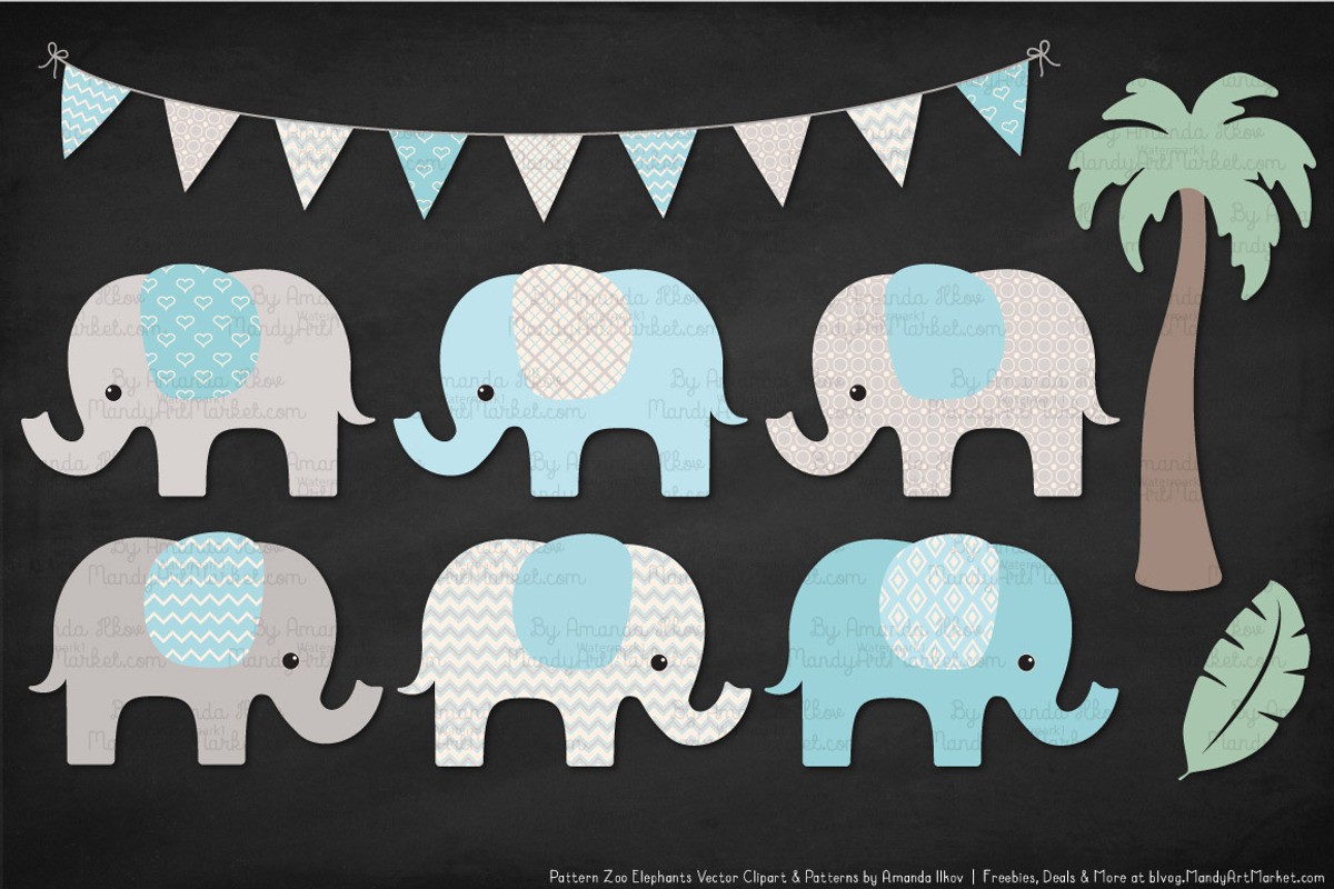 Soft Blue Elephant Clipart, an Illustration by Amanda Ilkov (Photo 3 of 4)