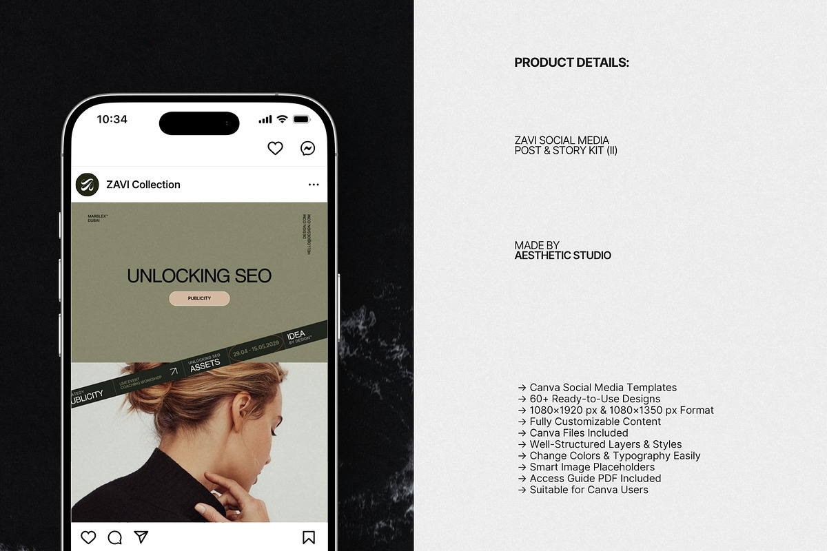 ZAVI | Instagram Post & Story (III), a Social Media Template by The Aesthetic Studio (Photo 8 of 10)