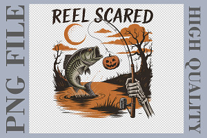 Reel Scared Halloween Fishing PNG