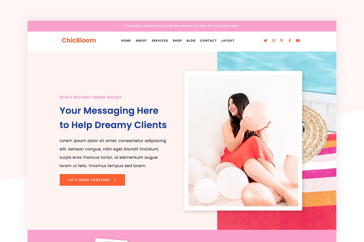 ChicBloom Elementor WordPress Theme, a WordPress Template by Bluchic (Photo 1 of 7)