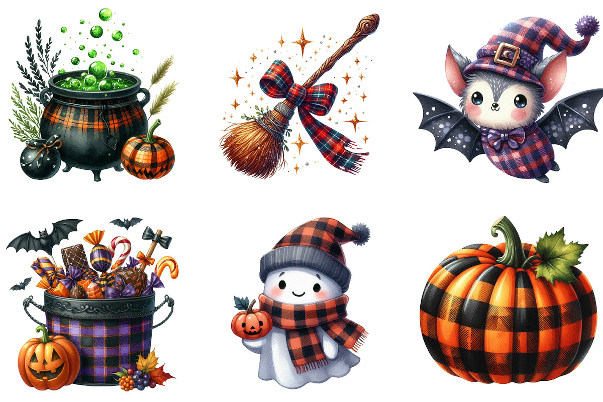 Halloween Autumn Plaid Clipart, an Illustration by DreamArtGraphic (Photo 4 of 5)