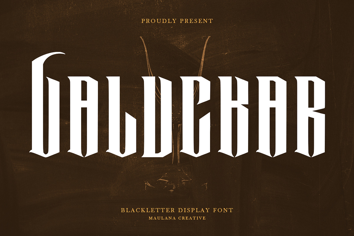 Valuckar Blackletter Display Font, a Blackletter Font by Maulana Creative (Photo 1 of 7)