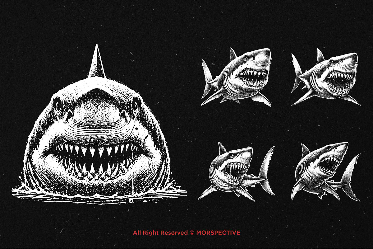 10 Bundle Dark Art Shark Fish Beast, an Illustration by Morspective (Photo 3 of 7)
