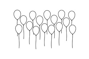 Minimalist balloon outlines set, an Object Illustration by GraphiShop