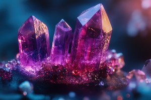 A close-up view of stunning purple crystals with sharp edges, glistening under, a Technology Photo by Textures & Backgrounds