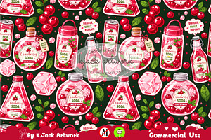 Cute Cranberry Soda Seamless Pattern