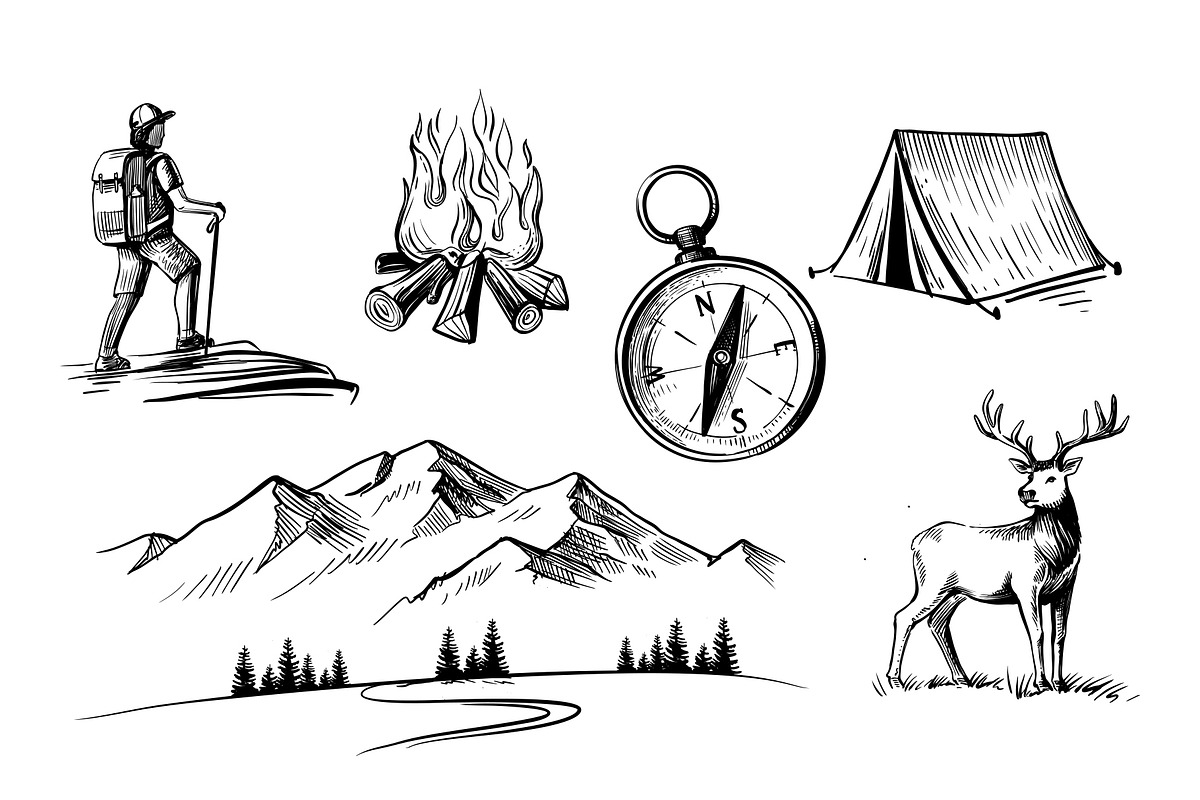 Adventure sketch vector set., an Animal Illustration by bioraven (Photo 2 of 10)