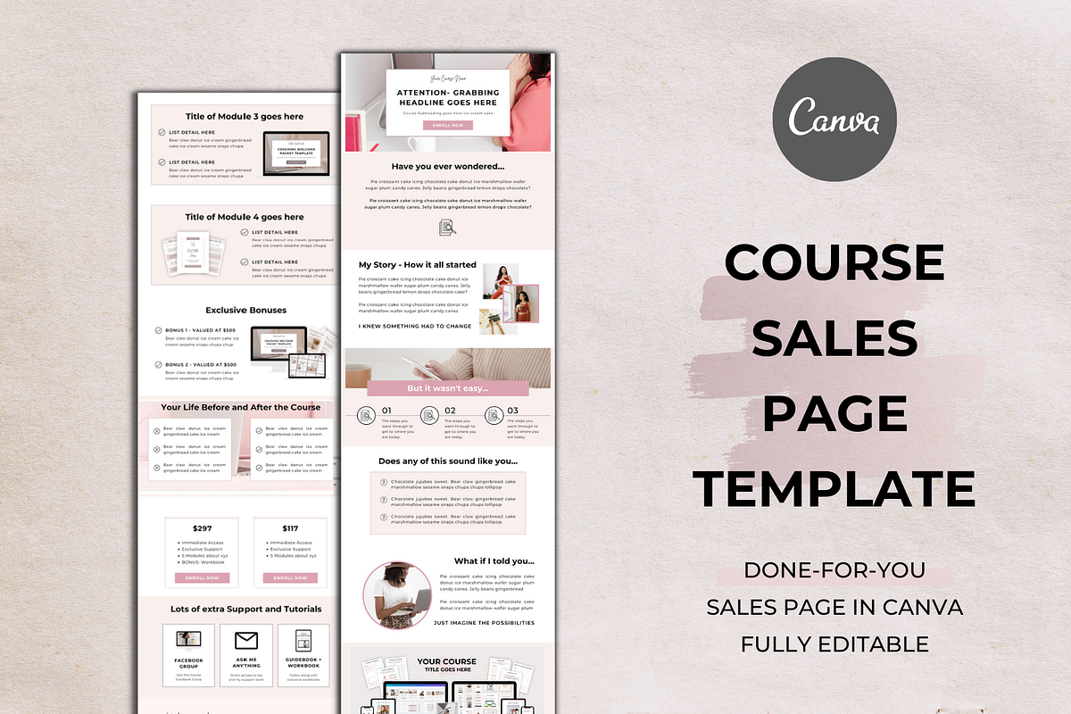 Course Sales Page Canva Template, a Landing Page Template by Julia On Purpose (Photo 8 of 8)