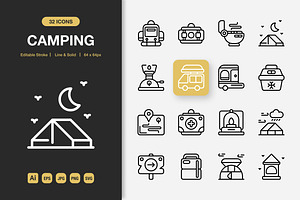 Camping Icons, an Icon by Spacepixel Creative