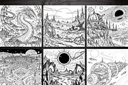 Alien Worlds Coloring Pages Bundle, a Brochure Template by LA Design (Thumbnail 3 of 10)