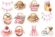 Bohemian Pink Gingham Summer Clipart, an Illustration by Watercolor design (Thumbnail 3 of 5)