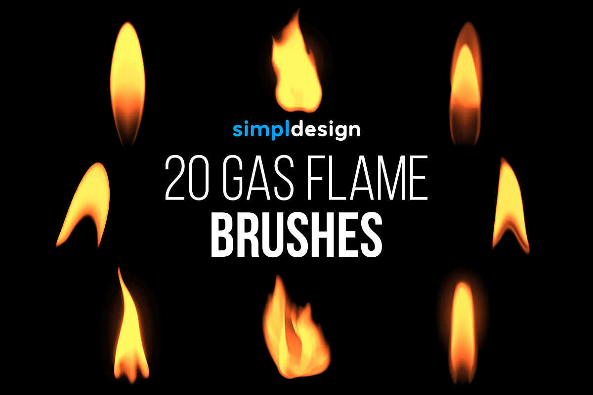 20 Gas Flame Photoshop Brushes, a Brush Add-On by SimplDesign (Photo 1 of 2)