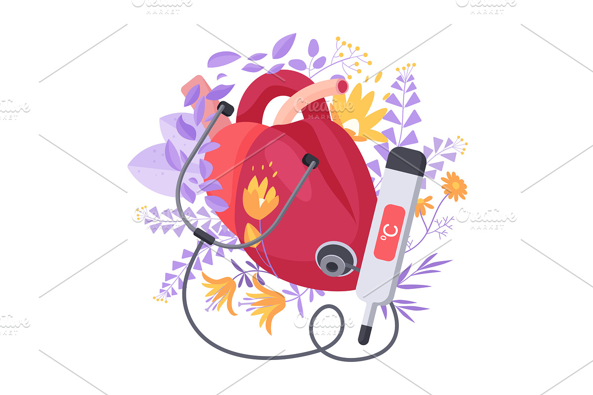 Heart health care, diagnosis of, an Object Illustration by Lemberg Vector