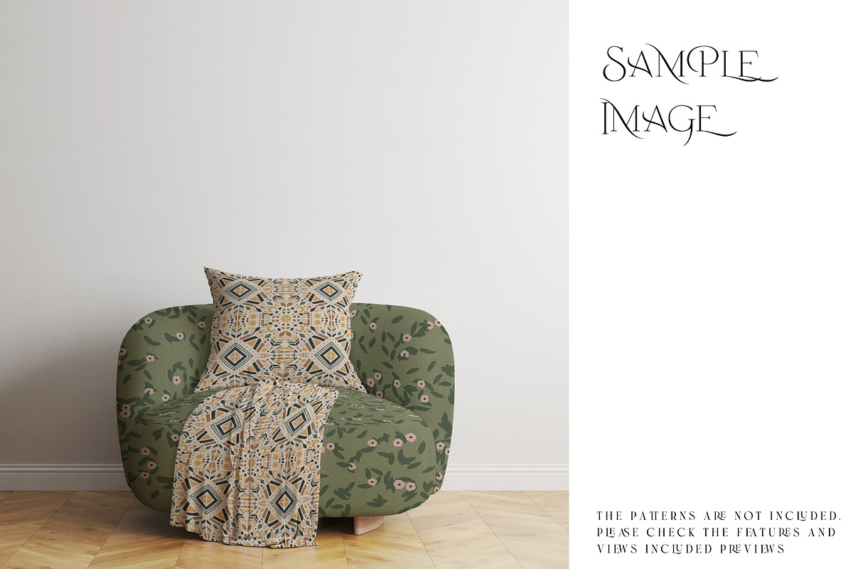 Armchair Upholstery Pillow & Blanket, a Product Mockup by mock-ups (Photo 8 of 10)