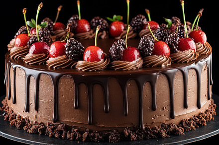 Delicious Chocolate Cake with Cherri, a Background Photo by Pixeness