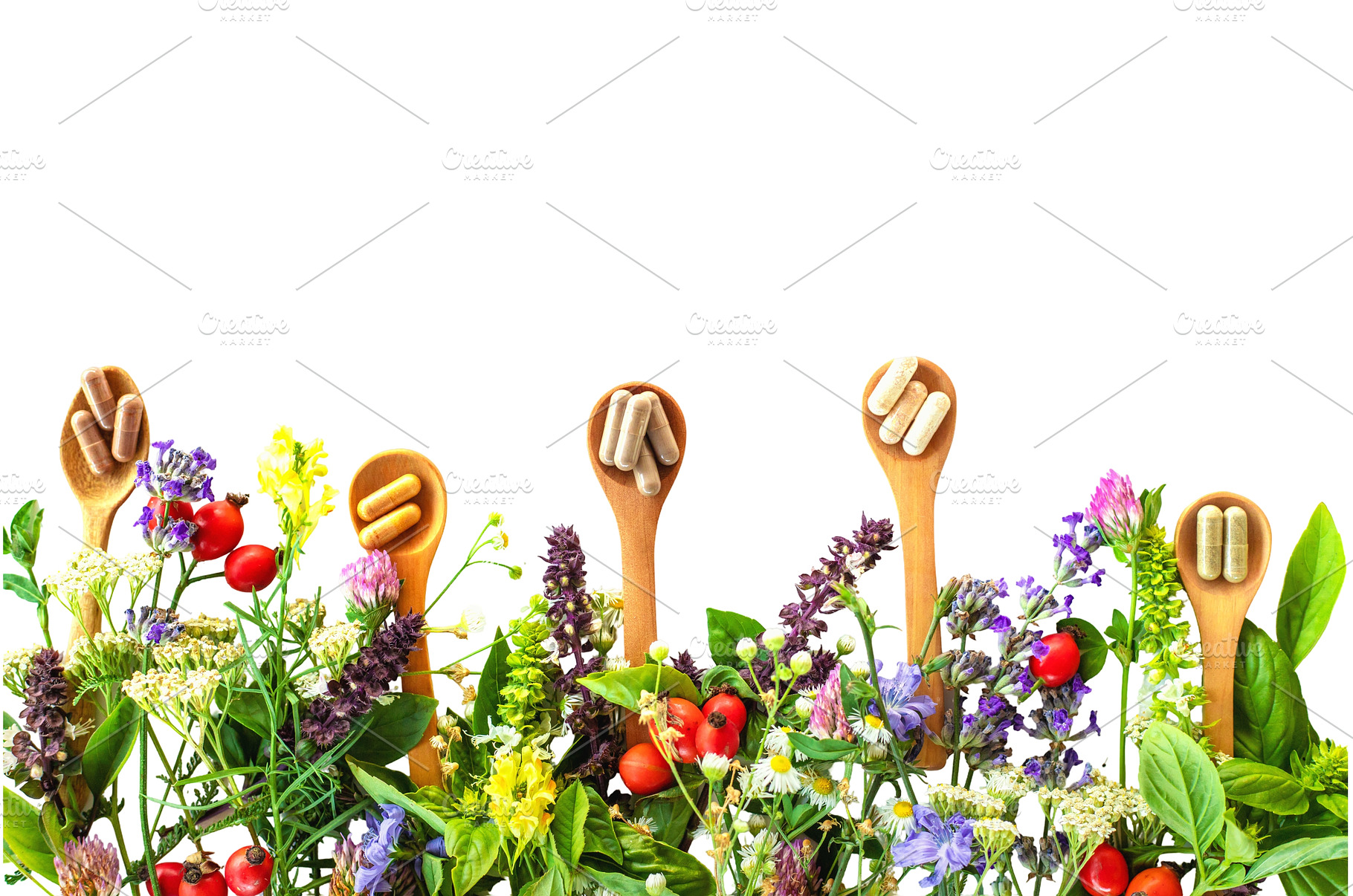 Various medicinal herbs and flowers, a Food & Drink Photo by yanadjana