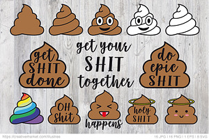 Poop emoji vector set